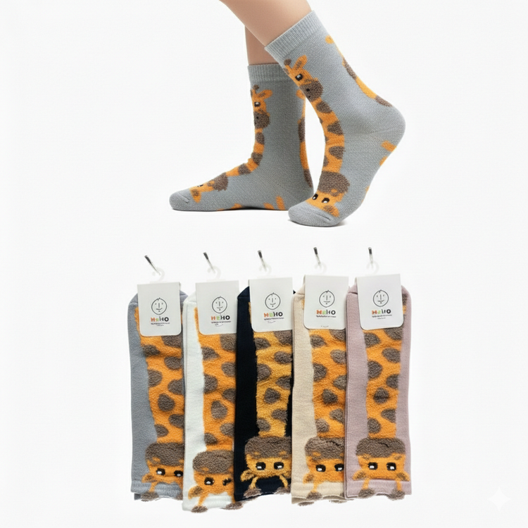 جوراب نیمساق عروسکی طرح زرافه بوکله (ست مادر و کودک)