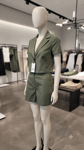 ست کت کراپ آستین کوتاه و شورتک زارا (Zara)