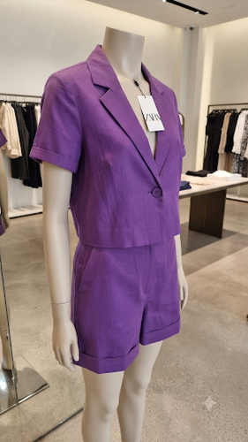 ست کت کراپ آستین کوتاه و شورتک زارا (Zara)